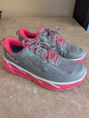 Hoka One One Clifton 2 Running Cushioned Shoes Grey/Fuschia #F2721 Women Size 10